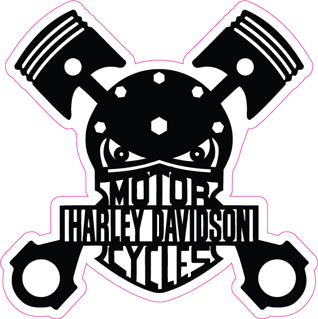 Harley Davidson Piston Skull Sticker Decal | Biker Motorcycle Vinyl |