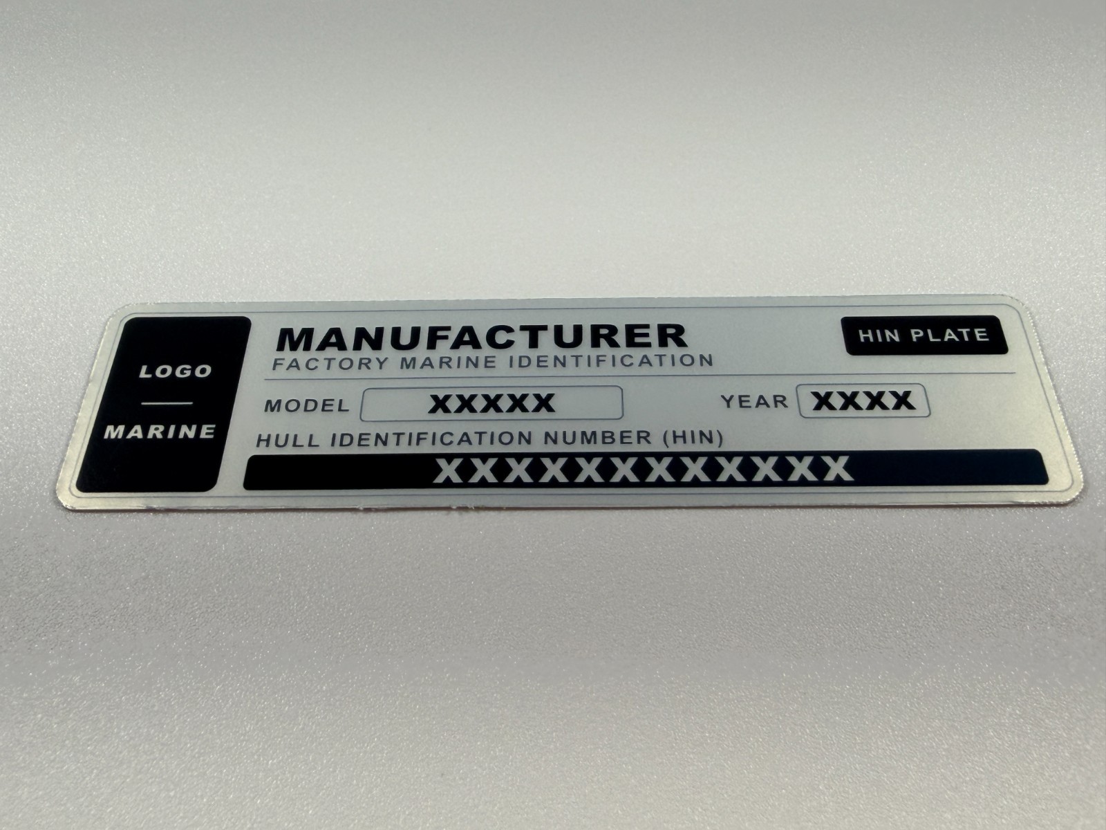 Custom Boat HIN Plate Hull Identification Number Replacement Decal 3.75×1