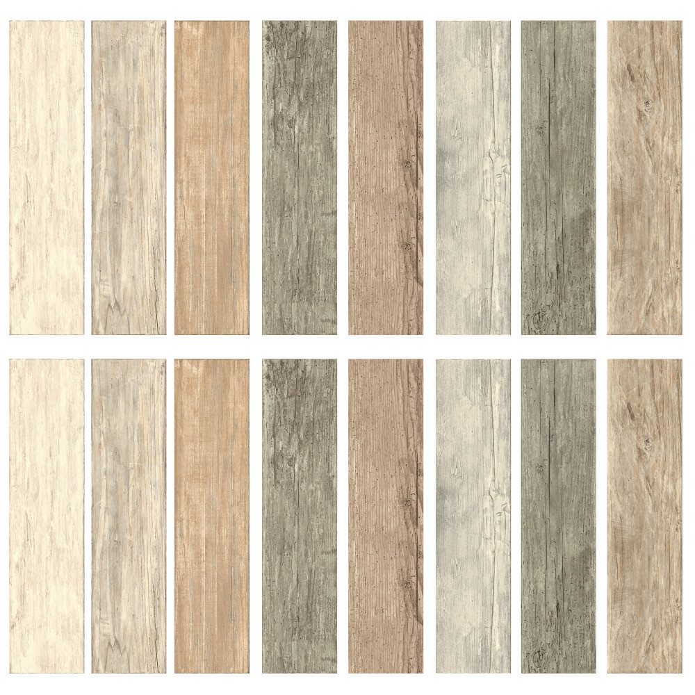 Distressed Rustic Brown Tan Taupe Shiplap Wood Planks Peel and Stick Wall Decals