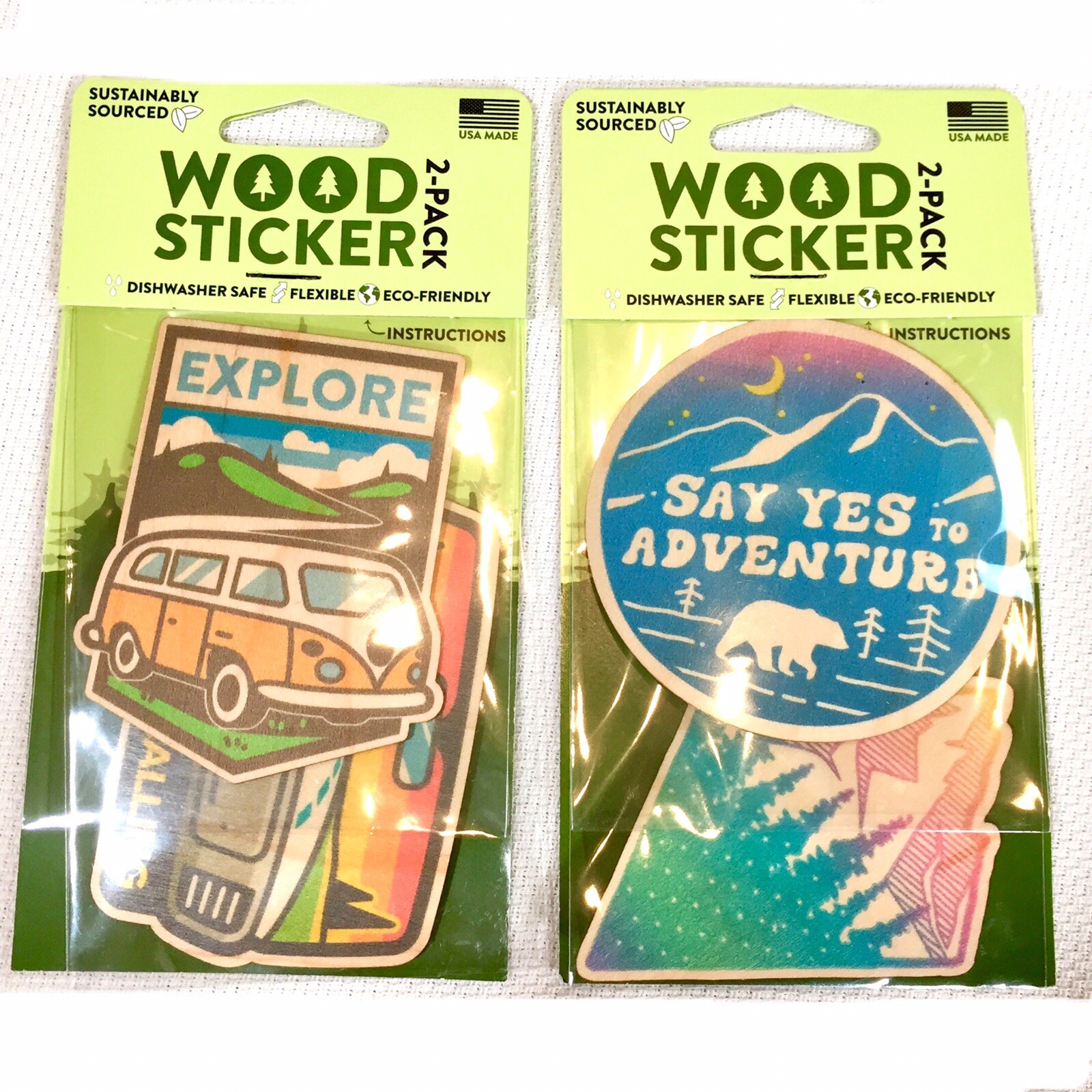 Dust City Wood Stickers Eco-Friendly Set Adventure Good Vibes Nature Hiking New
