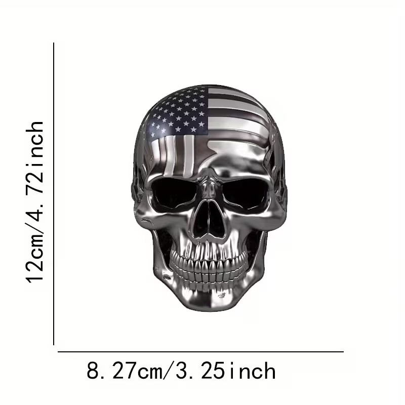 Rendered Skull Sticker in Heavy Metal Style for Waterproof Decoration