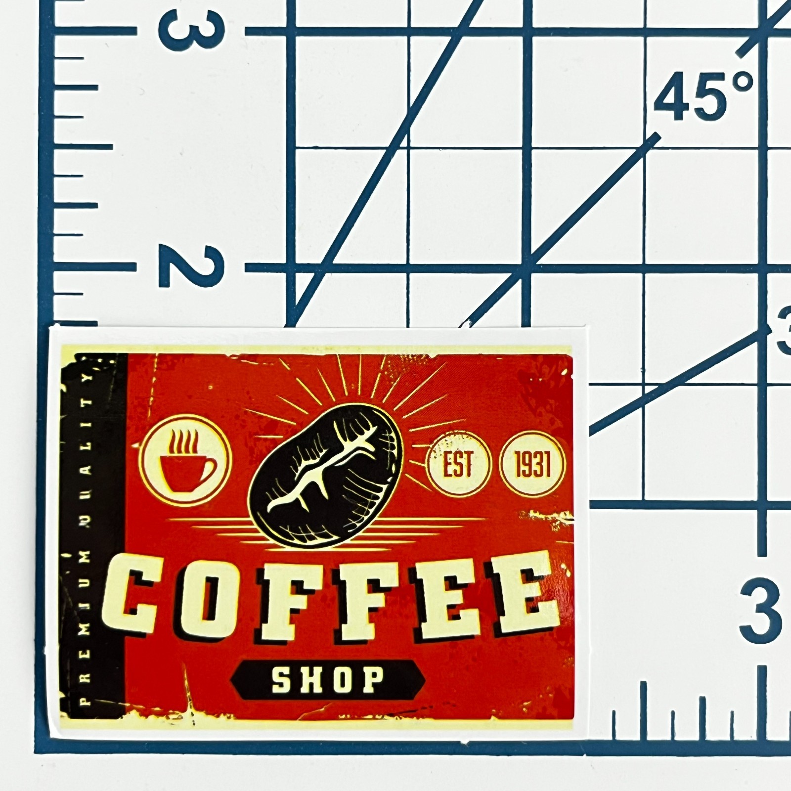 Coffee Shop Vintage Retro Sunburst Vinyl Sticker Cafe Roastery Mug Laptop Sign