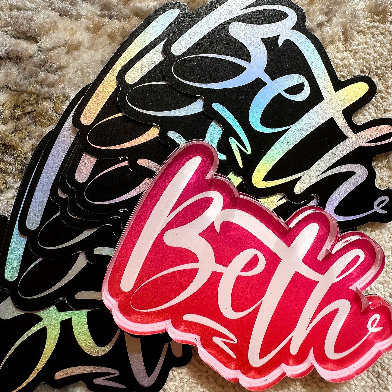 Name Sticker : BETH | 6PC Pack | for school or Office | graffiti | Calligraphy