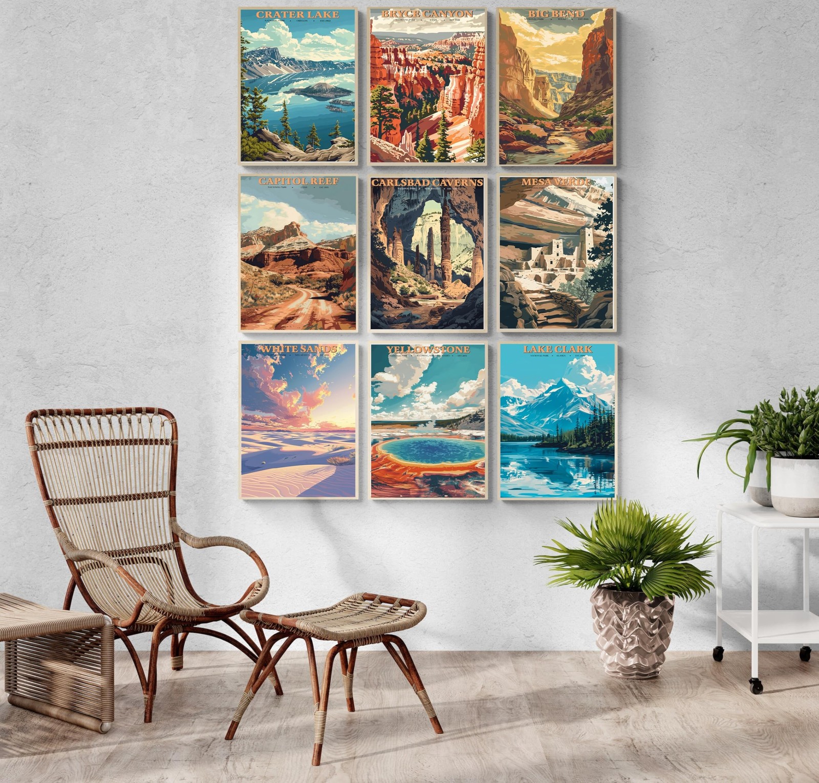 National Park Poster Retro Travel Posters Yellowstone Yosemite Arches Vintage…