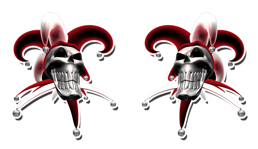 Jester Evil Clowns Sticker Decal Blue Purple Red Yellow Orange Green 5" CLOSED
