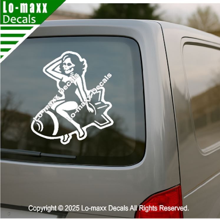 WWII Zombie Pin Up Bomb Decal Military Nose Art Style Avery Dennison Vinyl