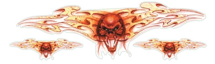 NEW LETHAL THREAT FIRE SKULL DECAL STICKER 3"x10" LT00476