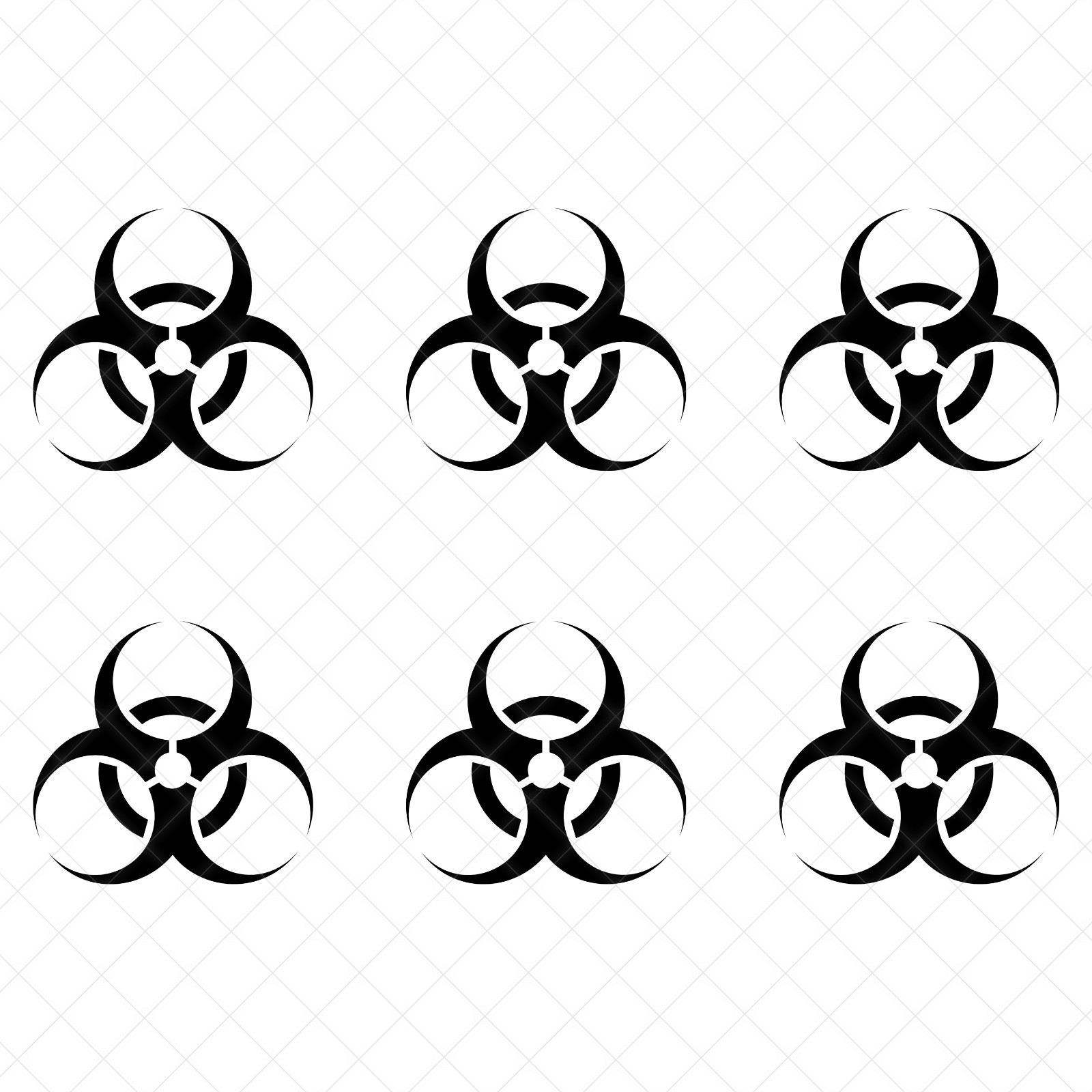 Set of 6 BIOHAZZARD Sign Symbol Vinyl Decals | Hazard Warning Stickers