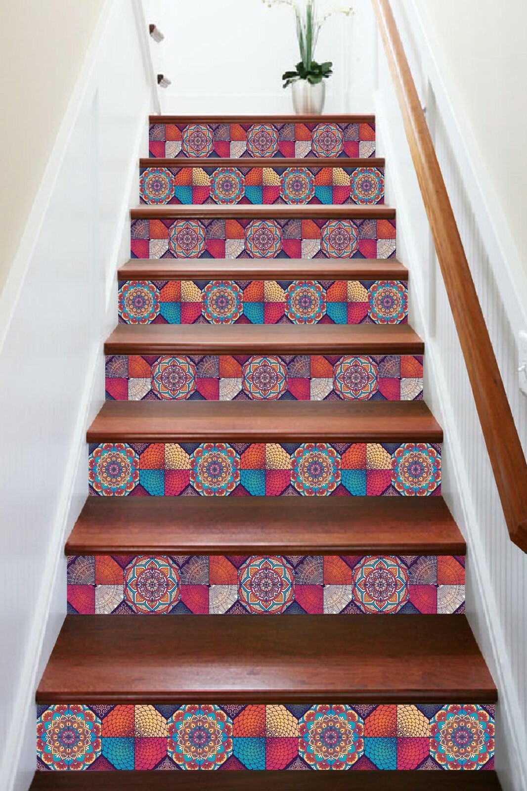 3D Rote Runde ZHU001 Stair Risers Decoration Photo Mural Vinyl Wallpaper Zoe