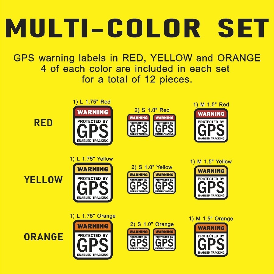 12 PACK GPS Tracking Warning INSIDE MOUNT Theft Deterrent Stickers High Quality
