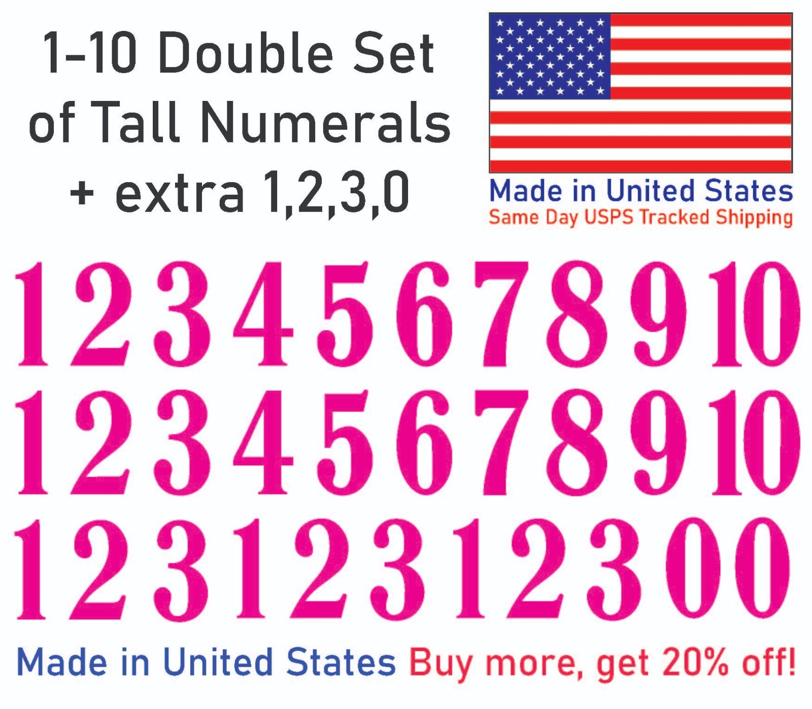 1-10 School Book Outdoor Vinyl Decal Numbers for Mailbox, Door, Address, Locker