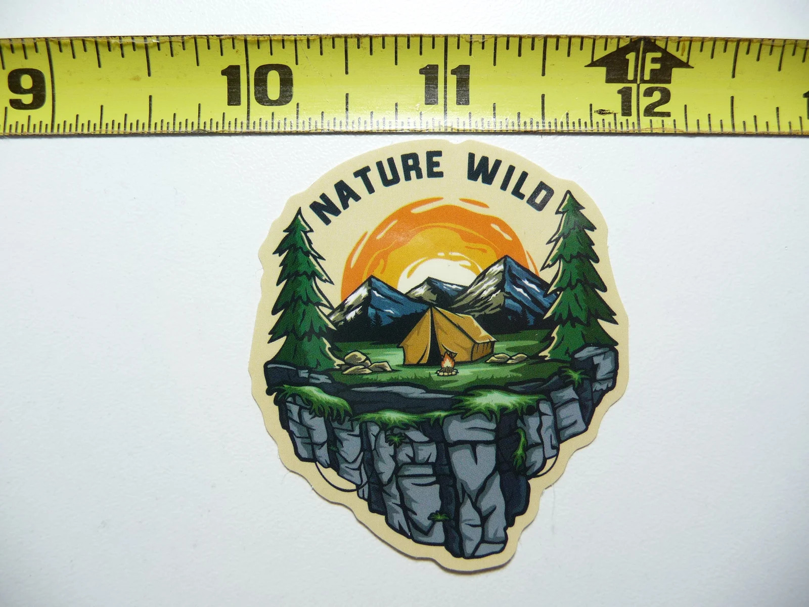 CAMPSITE TENT CAMPFIRE SMALL STICKER DECAL HIKING CAMPING WOODS GEAR PARK