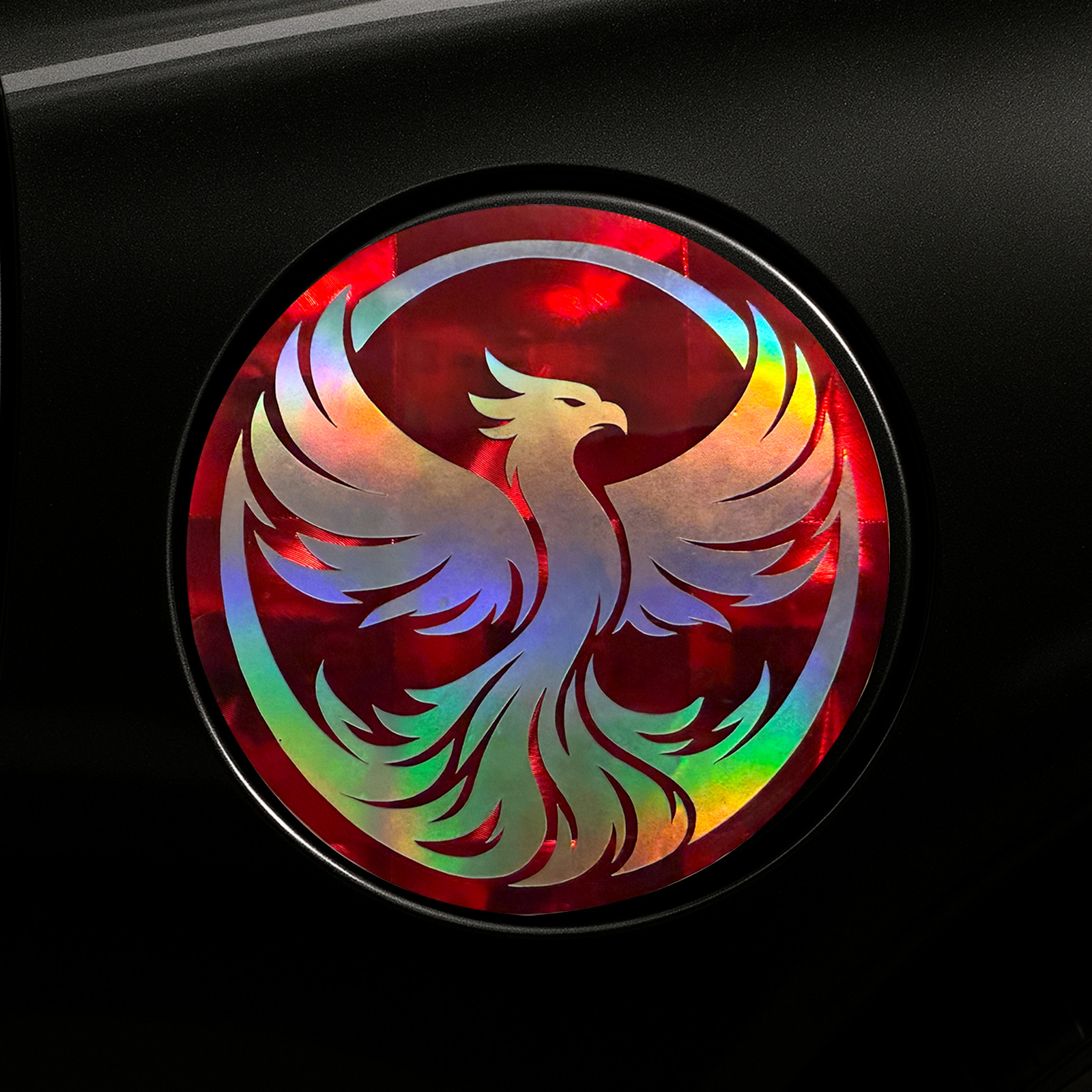 Red Phoenix Bird Sticker Holographic Vinyl Decal Bold 3in, car sticker, laptop