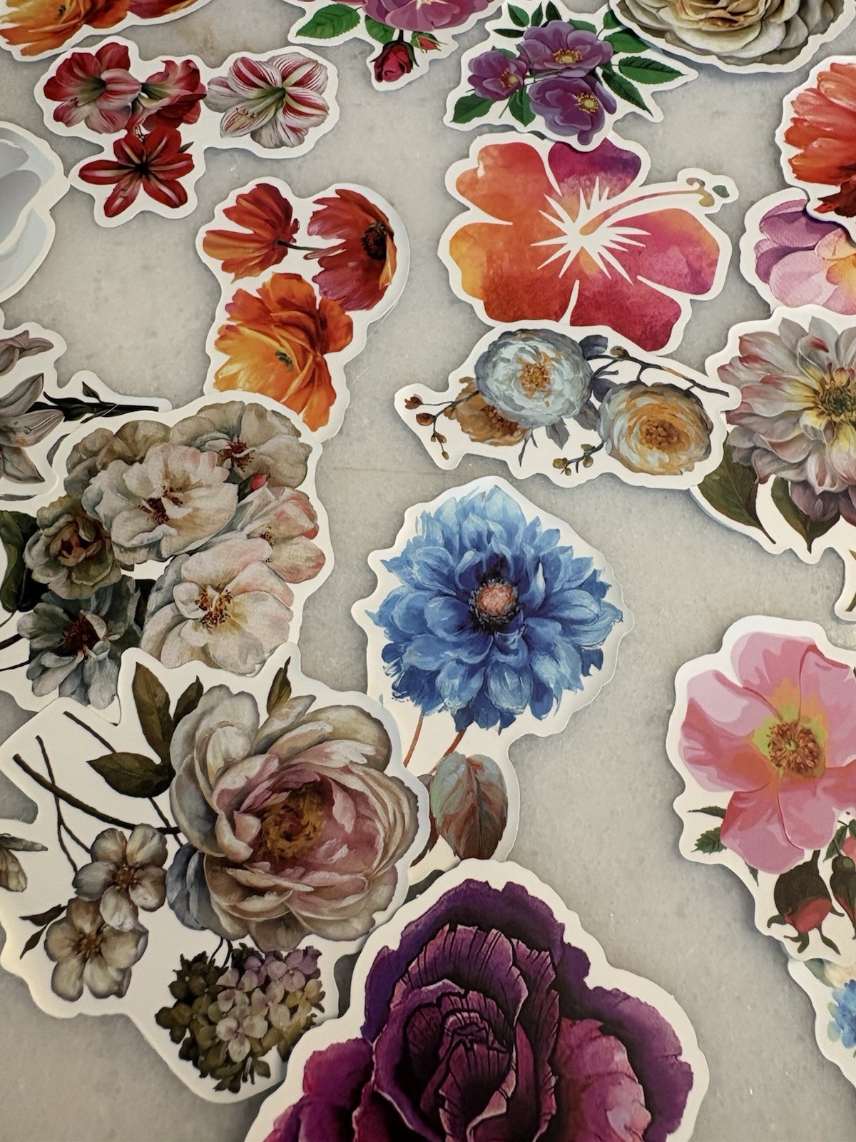 Floral Flower Stickers/Decals Multicolor Assorted Mixed Designs Lot of 70