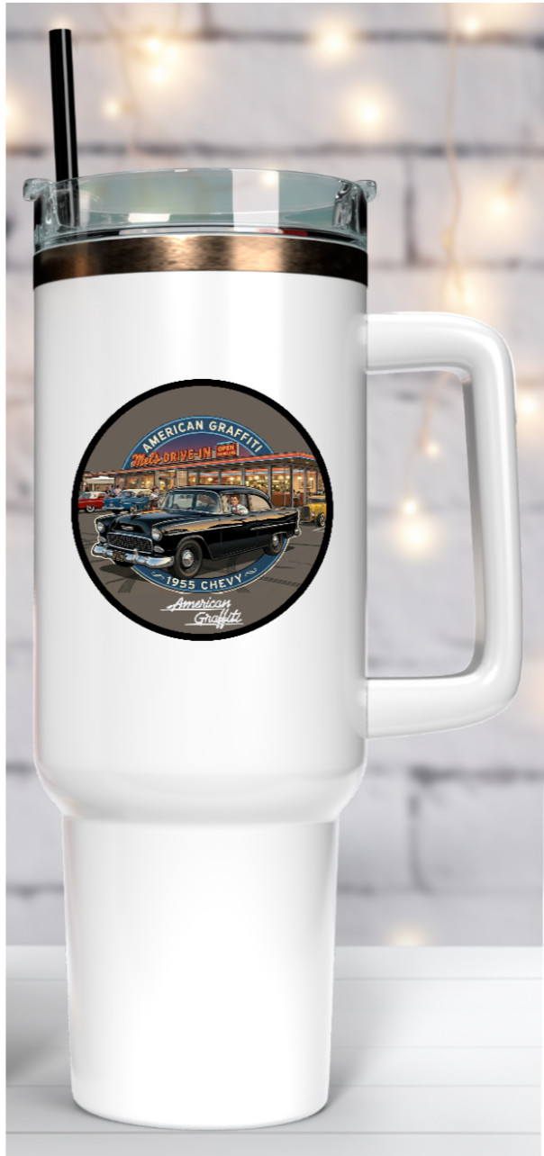 Car Classics – American Graffiti '55 Chevy 4" Handmade Vinyl Decal Cooler Laptop