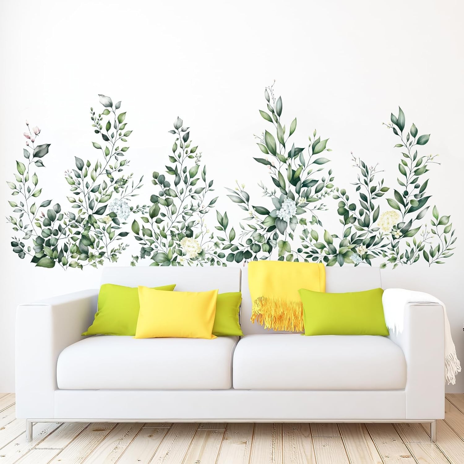 Green Leaves Wall Stickers Decor Hanging Vine Flower Art Decals