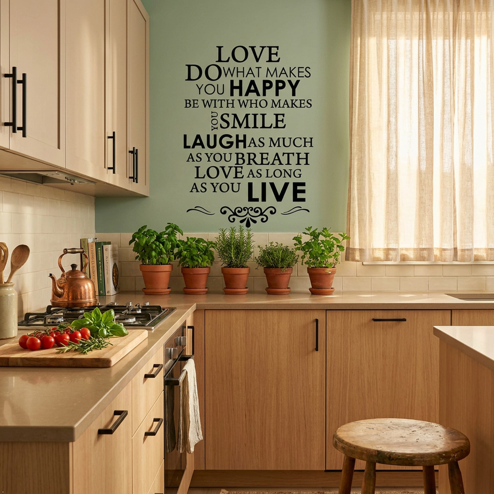 Happy Live Laugh Love Smile Vinyl Wall Art Inspirational Quotes Saying Art Decal