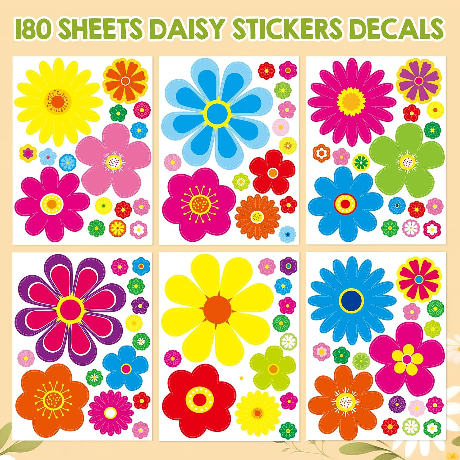 Fancy Land Flower Stickers Daisy Decals for Car Truck Decoration 180Pcs | Vinyl