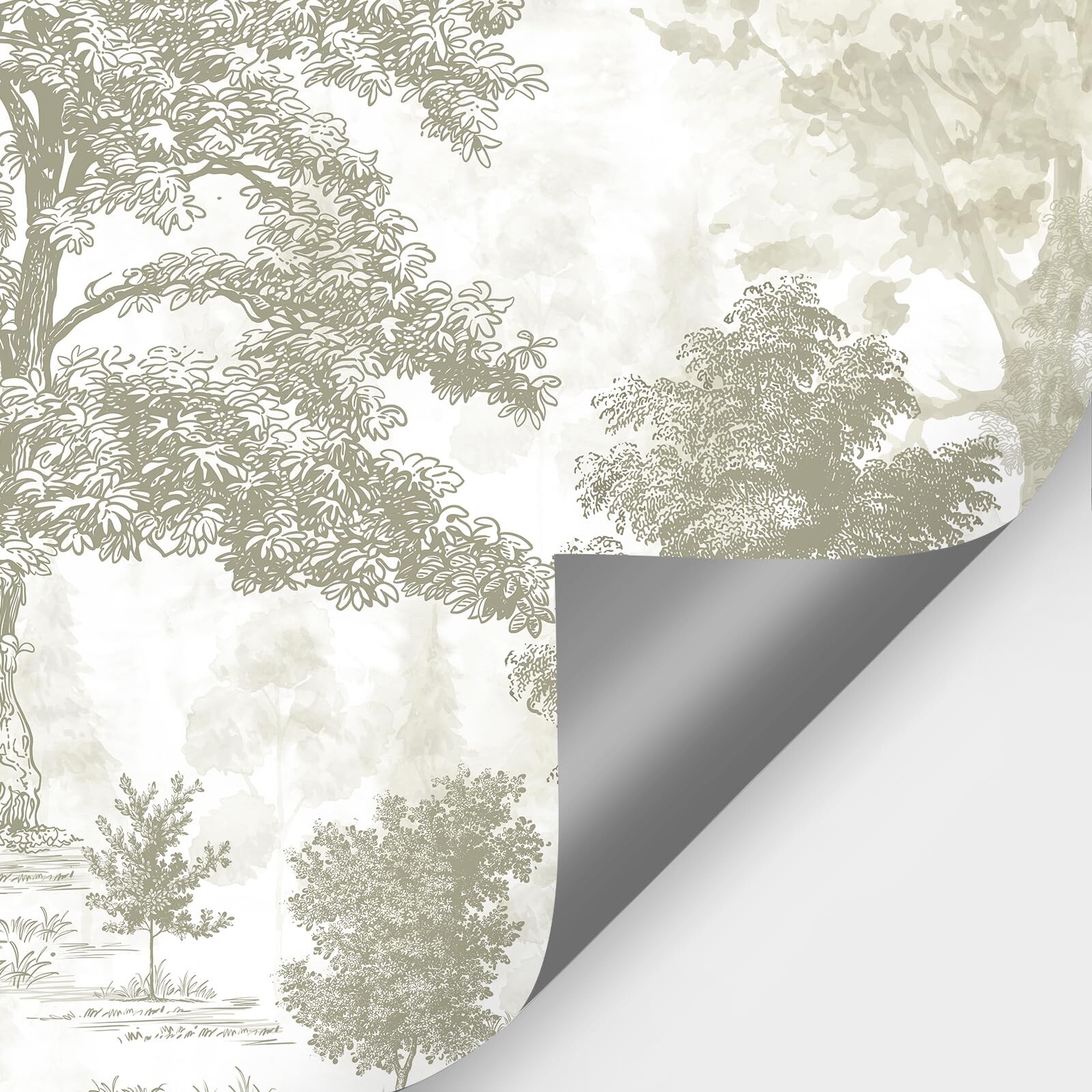 Vintage Forest Wall Mural Peel and Stick 148" W x 98" H Beige Tree Wallpaper …