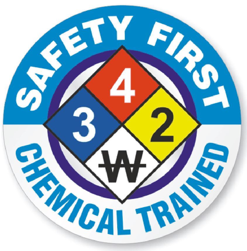 Safety First Chemical Trained Hard Hat Decal Hardhat Sticker Helmet Label H128
