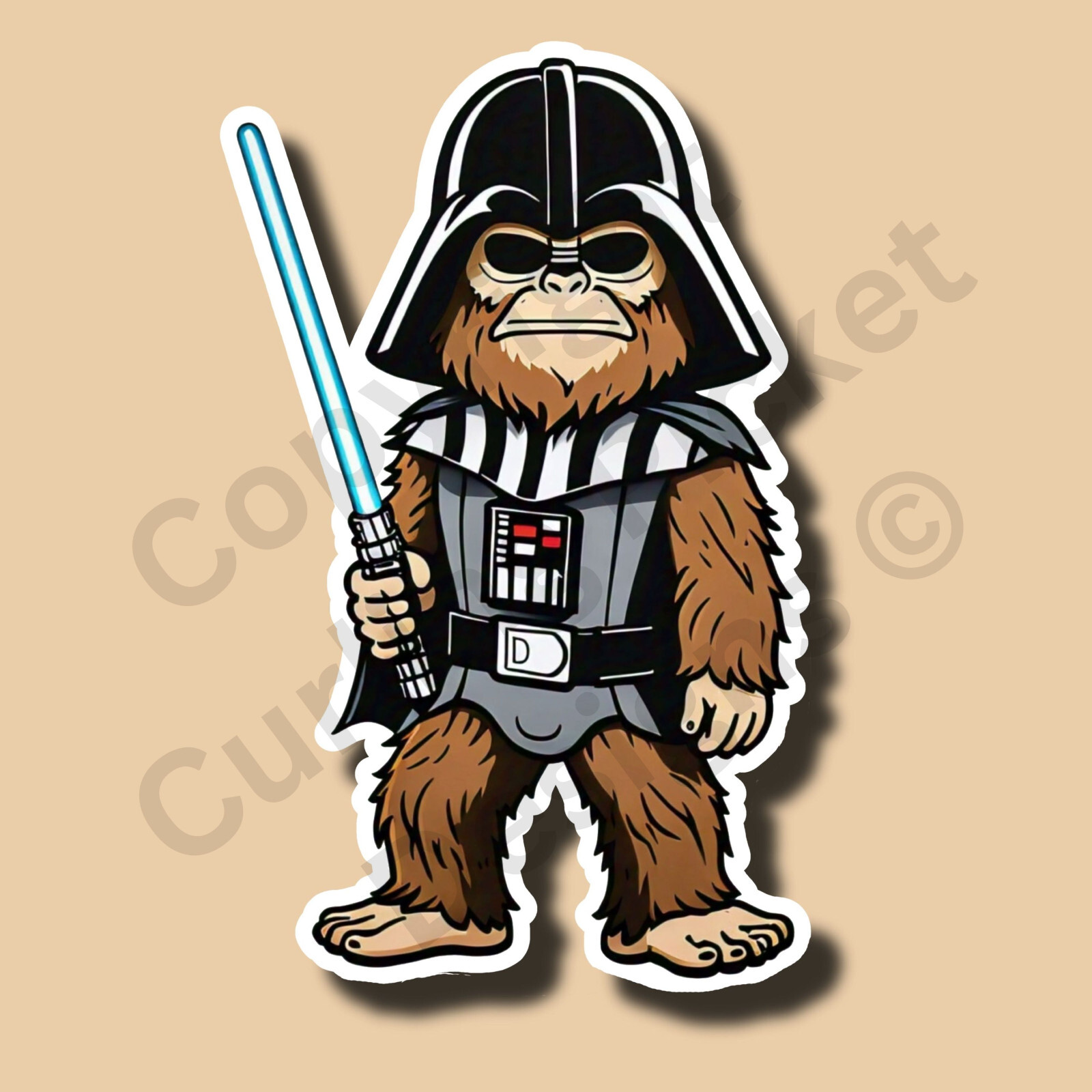 Bigfoot Dressed in Darth Vader Style Costume Funny Cute 4" Vinyl Sticker