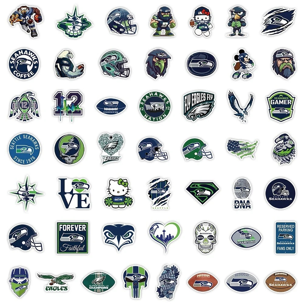 AMERICAN FOOTBALL (RUGBY) TEAM STICKER PACKS, 50pcs Each Package