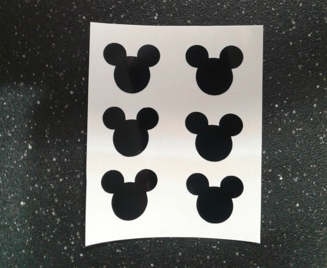 6 Mickey mouse Head Vinyl Decals .75" H car Windows phone cups kids laptop