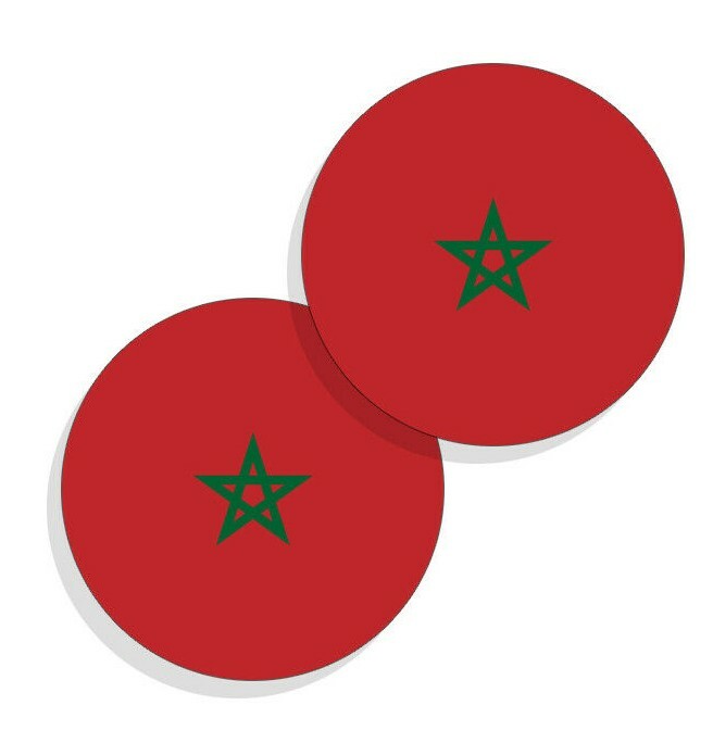 Morocco Flag Stickers Flag Decals Vinyl Round Indoor Outdoor Circles 4 pack