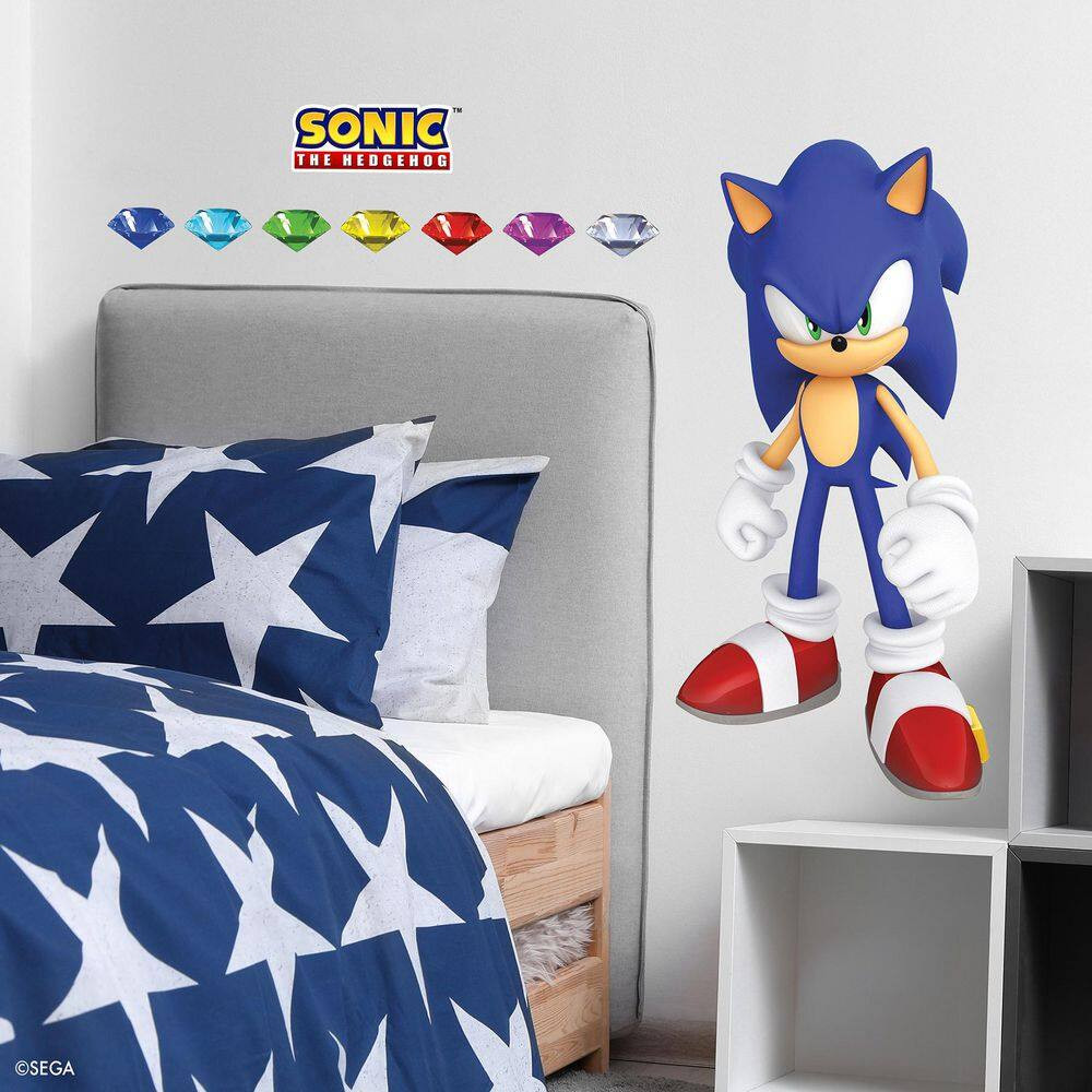 9-Piece Sonic the Hedgehog 36.5 In. X 17 In. Blue Sonic Wall Decals