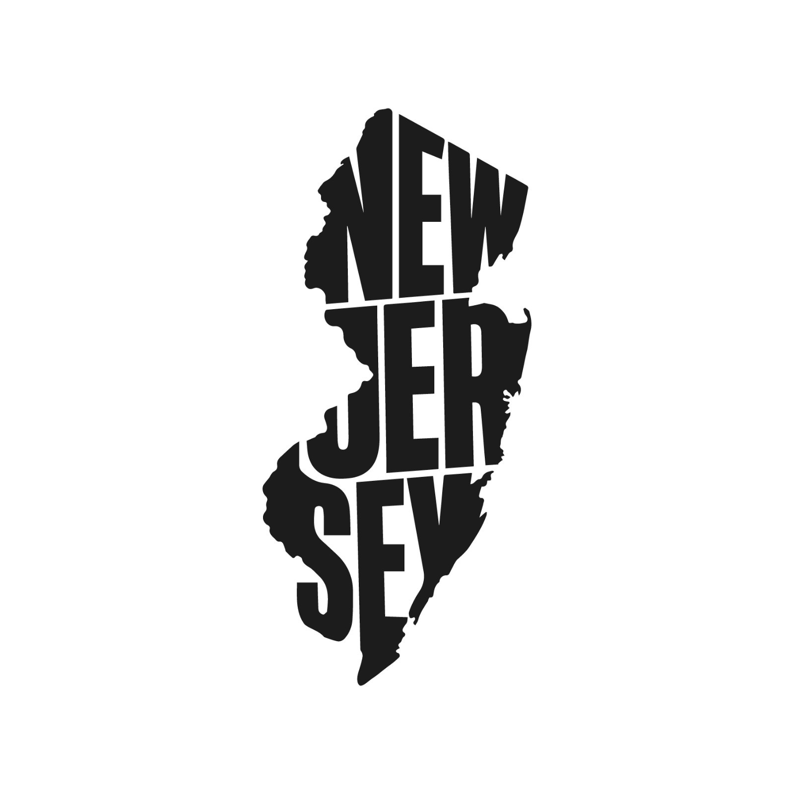 New Jersey Typography State Name Outline Vinyl Decal State Word Art Sticker