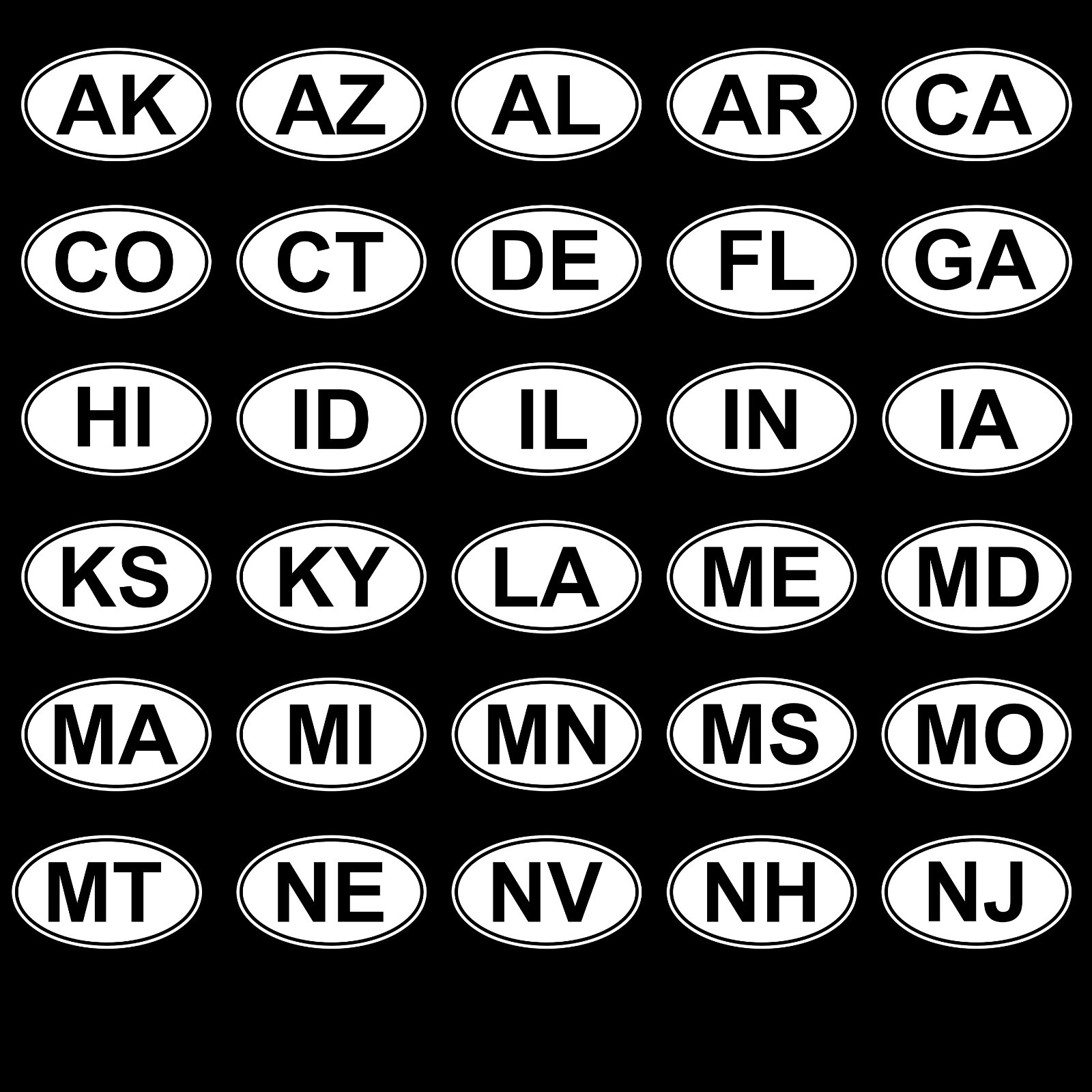 STATE OVAL Decal Sticker ALL 50 STATES to choose from hunt fish rzr run ovals