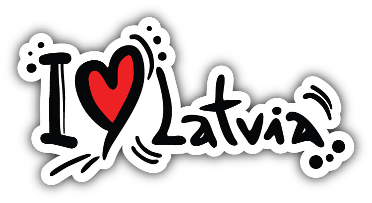 I Love Latvia Slogan Car Bumper Sticker Decal