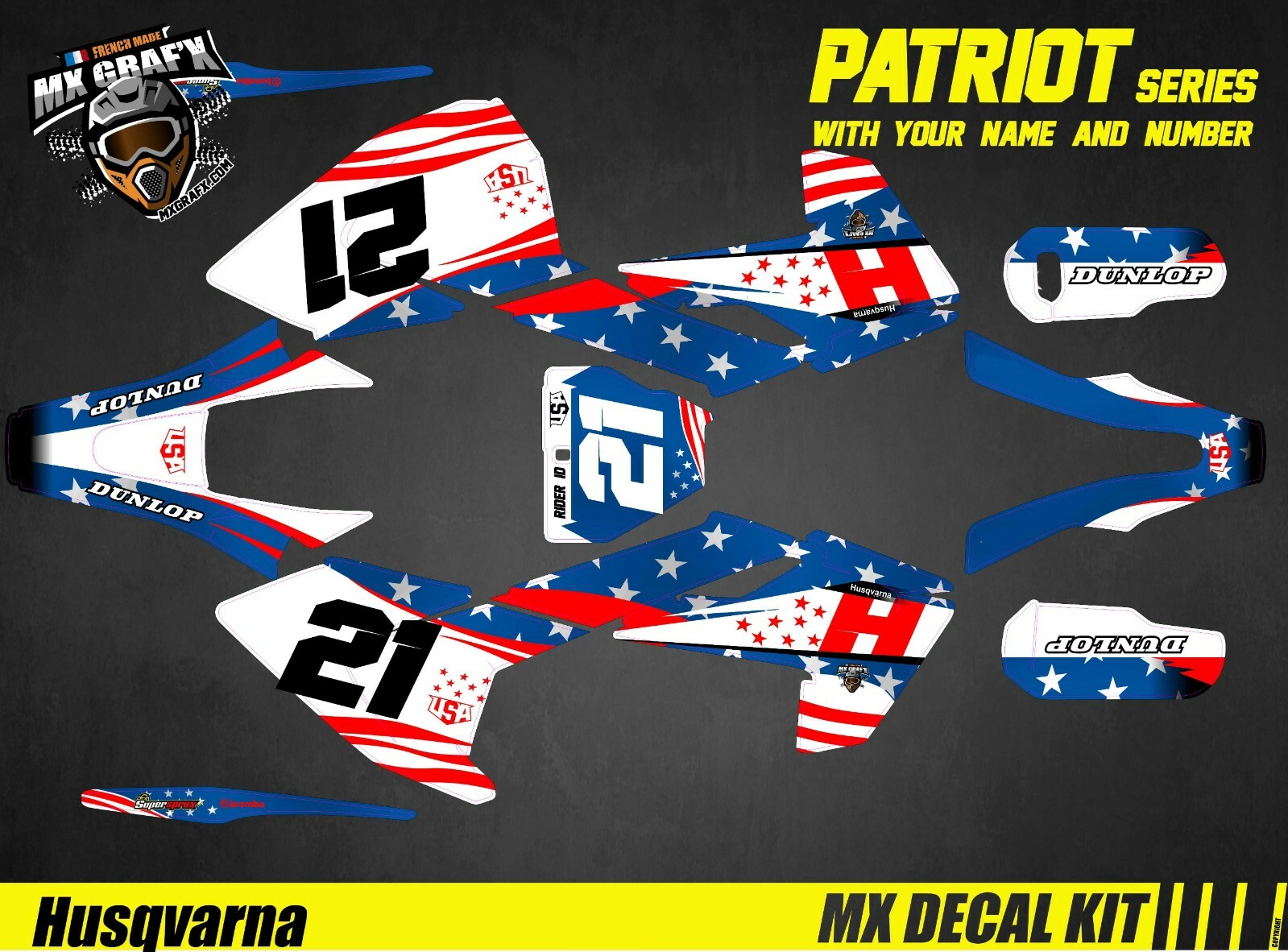 Motorcycle Decal Kit For Husqvarna FC/TC/FE/TE – Patriot