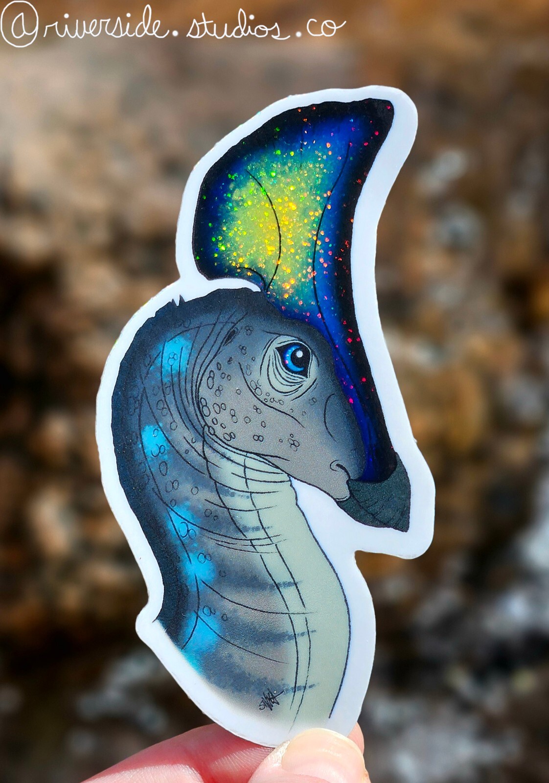 Olorotitan Vinyl Glitter Sticker 3" Original Paleoart Dinosaur Jurassic Park