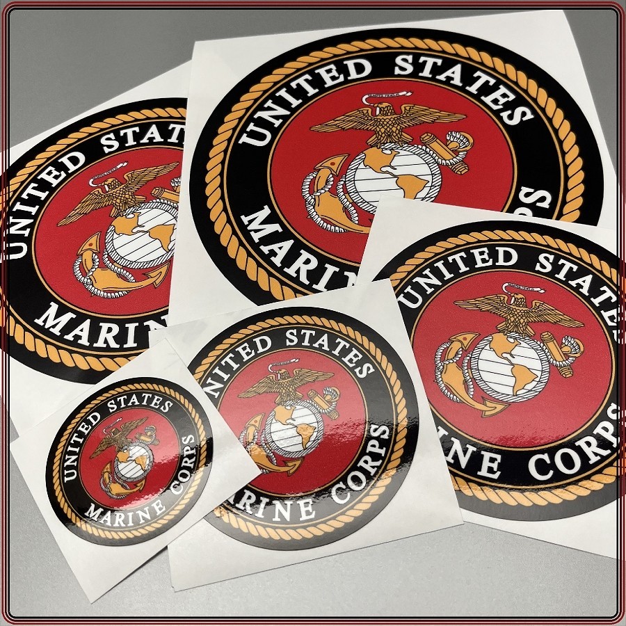 United States Marine Corps Seal Black & Red Laminated Sticker Choose Size 2-6"