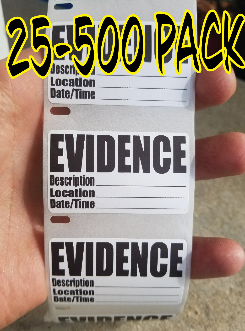 EVIDENCE COLLECTION LABEL 25-1000 Pack Stickers Gag prank POLICE FBI CSI decal
