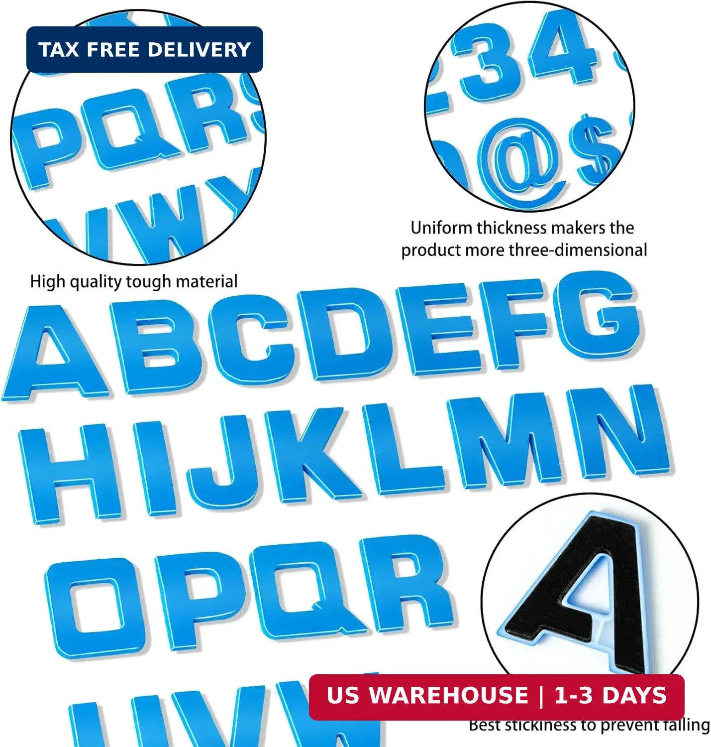 Lamoutor 43Pcs Large Size Car Emblem Letters Sticker DIY 3D Chrome Number Symbol