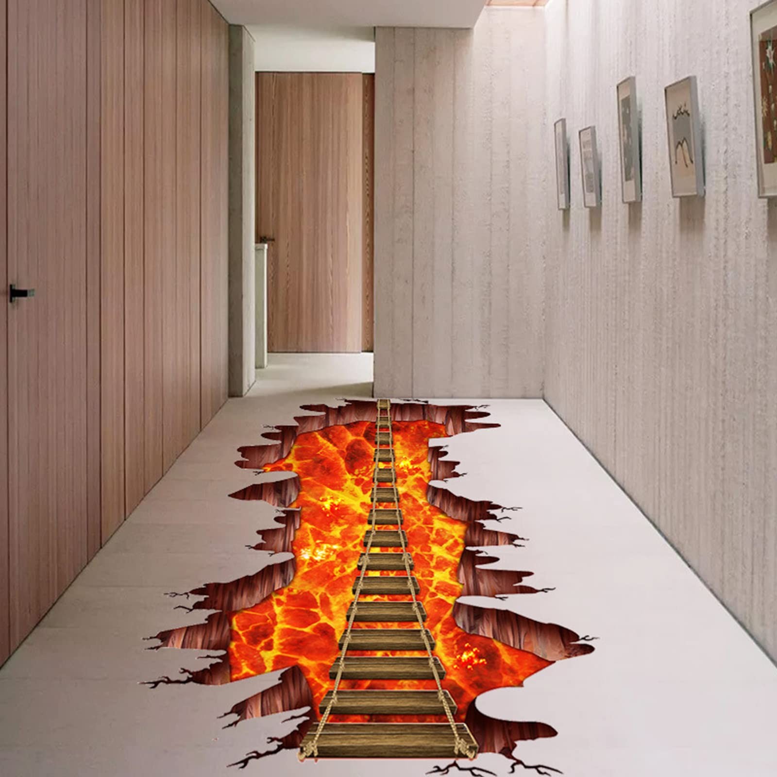 Generic 2 Packs Volcano 3D Floor Stickers, Flame Rope Bridge & Lava Art Decal…