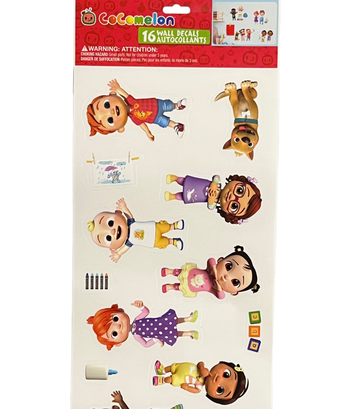 Cocomelon 16 Wall Decals Removable Moonbug JJ TomTom Yoyo Cody 3-4" Tall