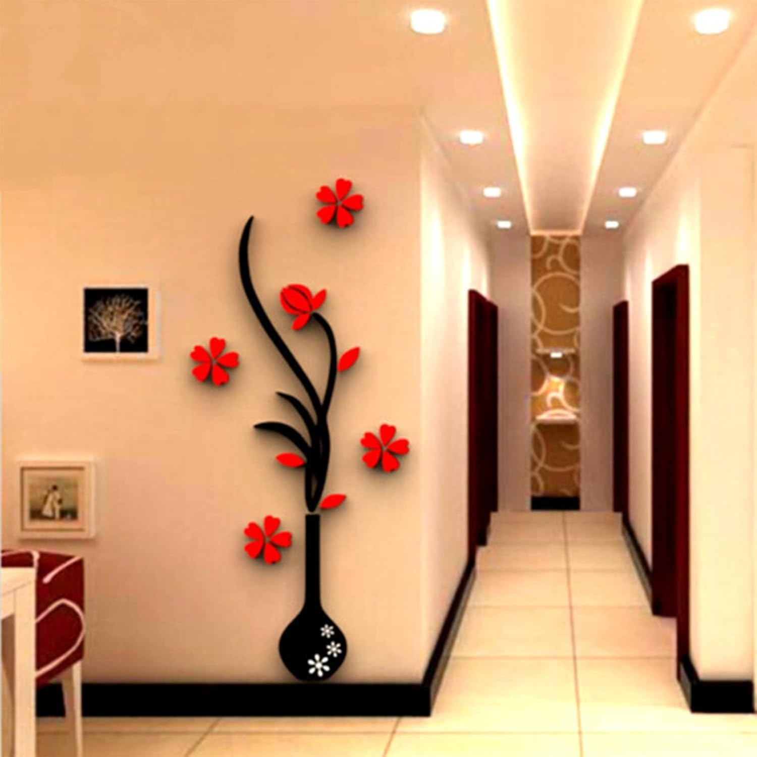3D Red Flower Home Wall Decor for Living Room Bathroom and Hallway 3D Wall St…