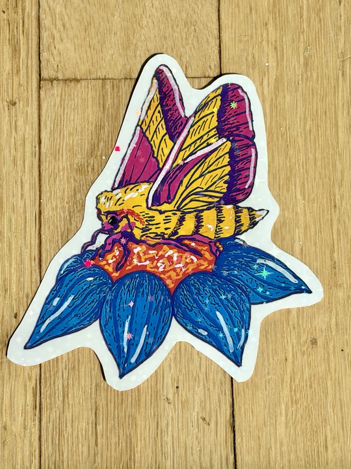 Sunset Moth Waterproof Sticker: Aesthetic Vinyl Insect Art Decal