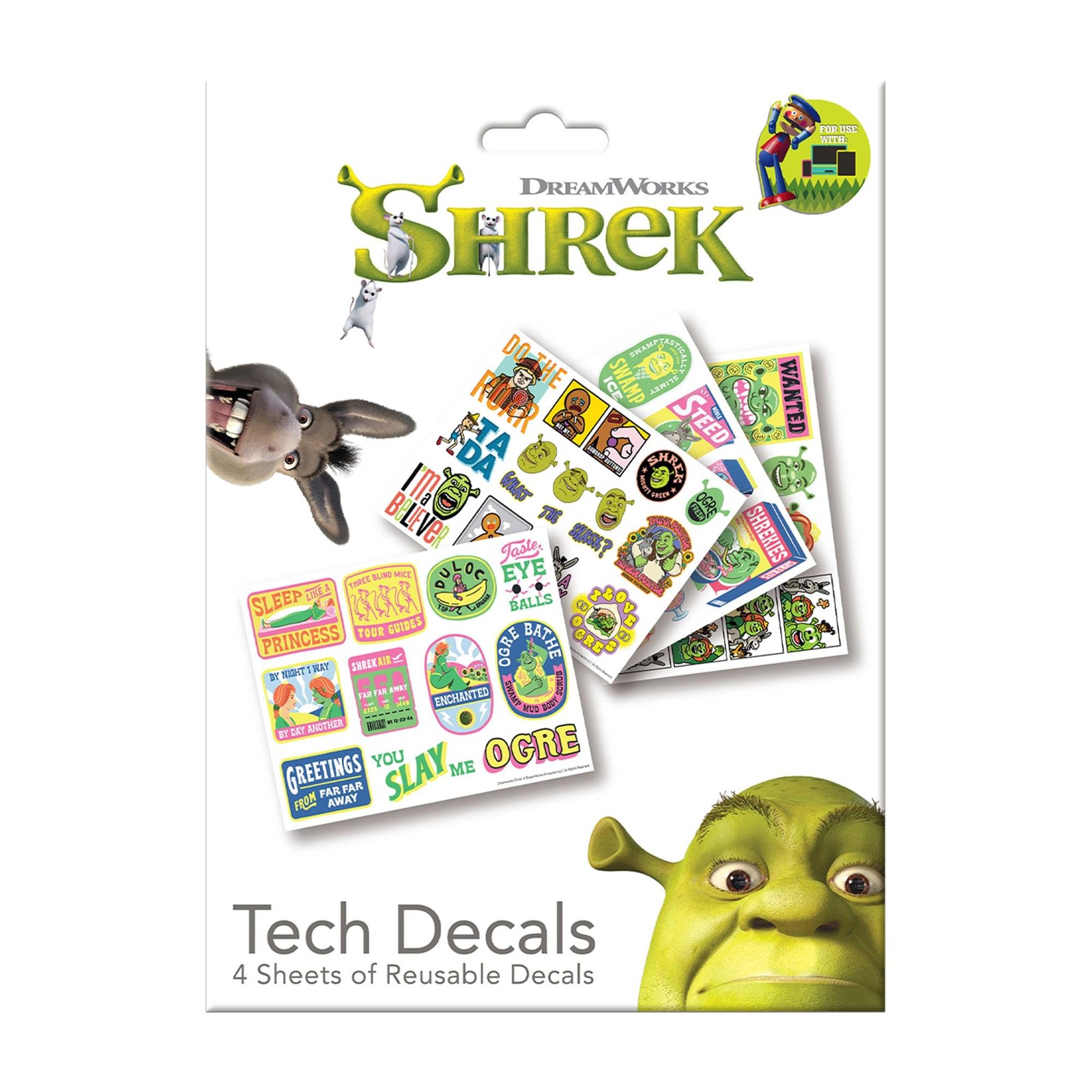 Shrek Reusable Tech Decal Stickers | 4 Sheets