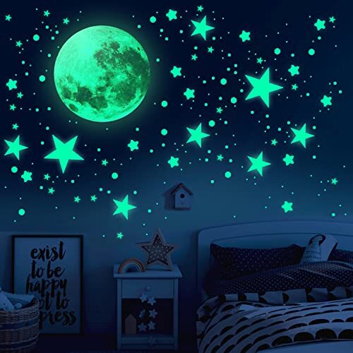893 Pcs Glow In The Dark Stars and Moon Wall Stickers Starry Sky Decor