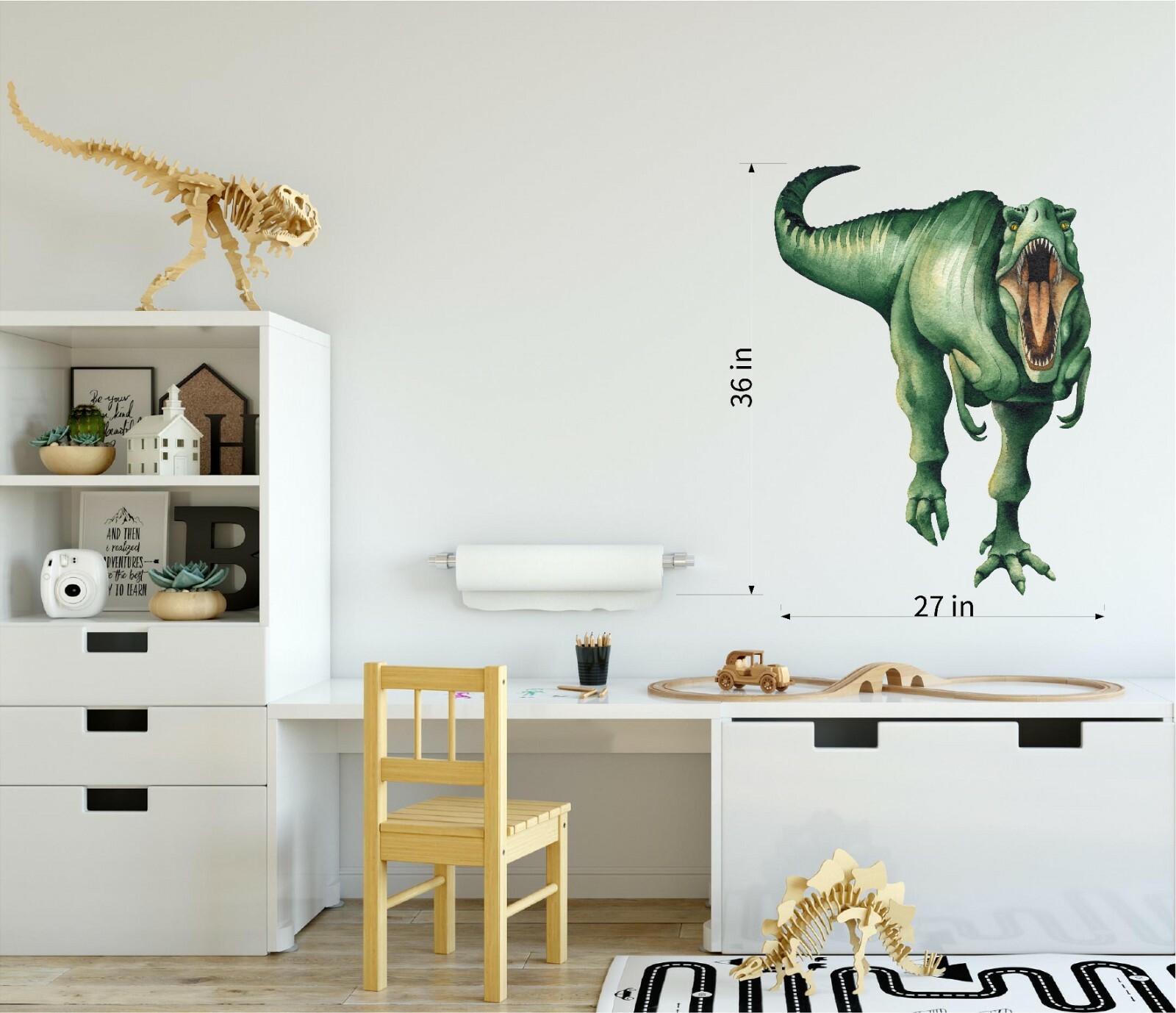 Watercolor T-Rex Dinosaur Wall Decal Removable Fabric Vinyl Wall Sticker Nursery