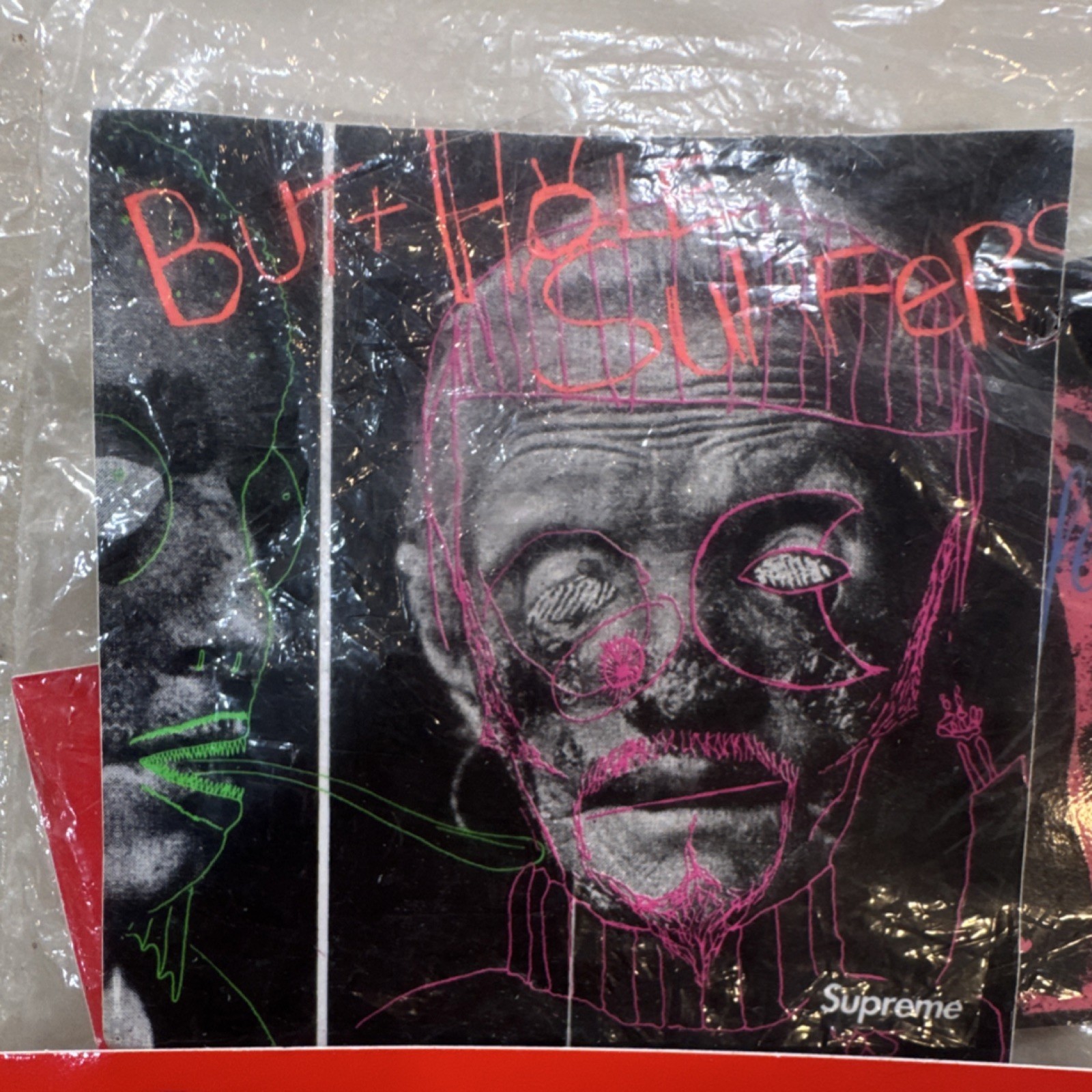 2 Supreme box logo & Tamagotchi & 2 Butthole Surfers Red Black White stickers