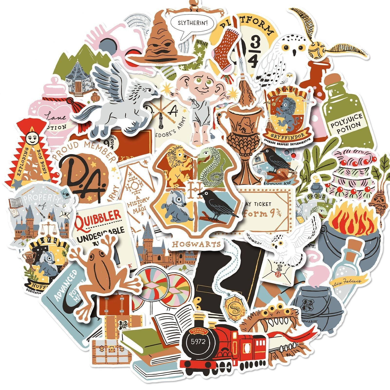 50pcs Harry Potter Vinyl Stickers, Waterproof Non-residue High Quality