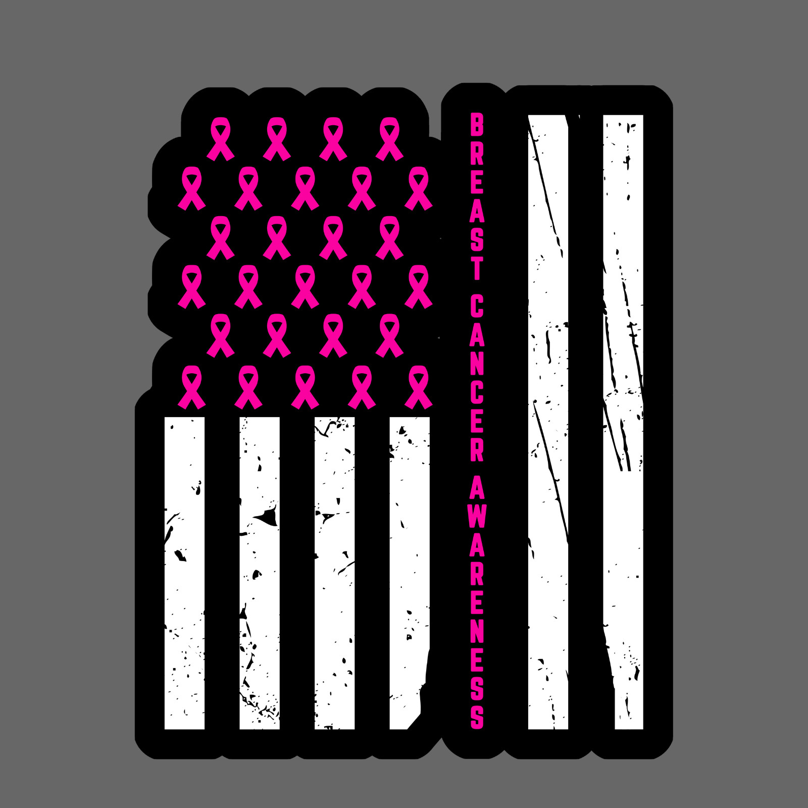 Breast cancer sticker vinyl decal pink ribbon American flag awareness