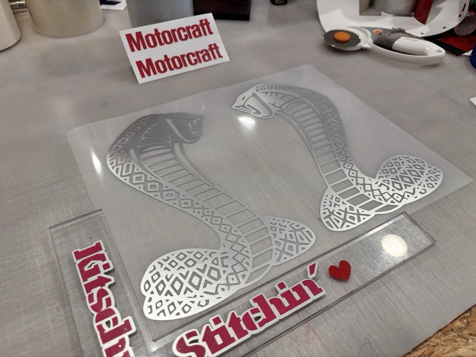 TWO Super Snake Cobra Die Cut Vinyl Decals (L/R Pair) Shelby Ford Mustang Bronco