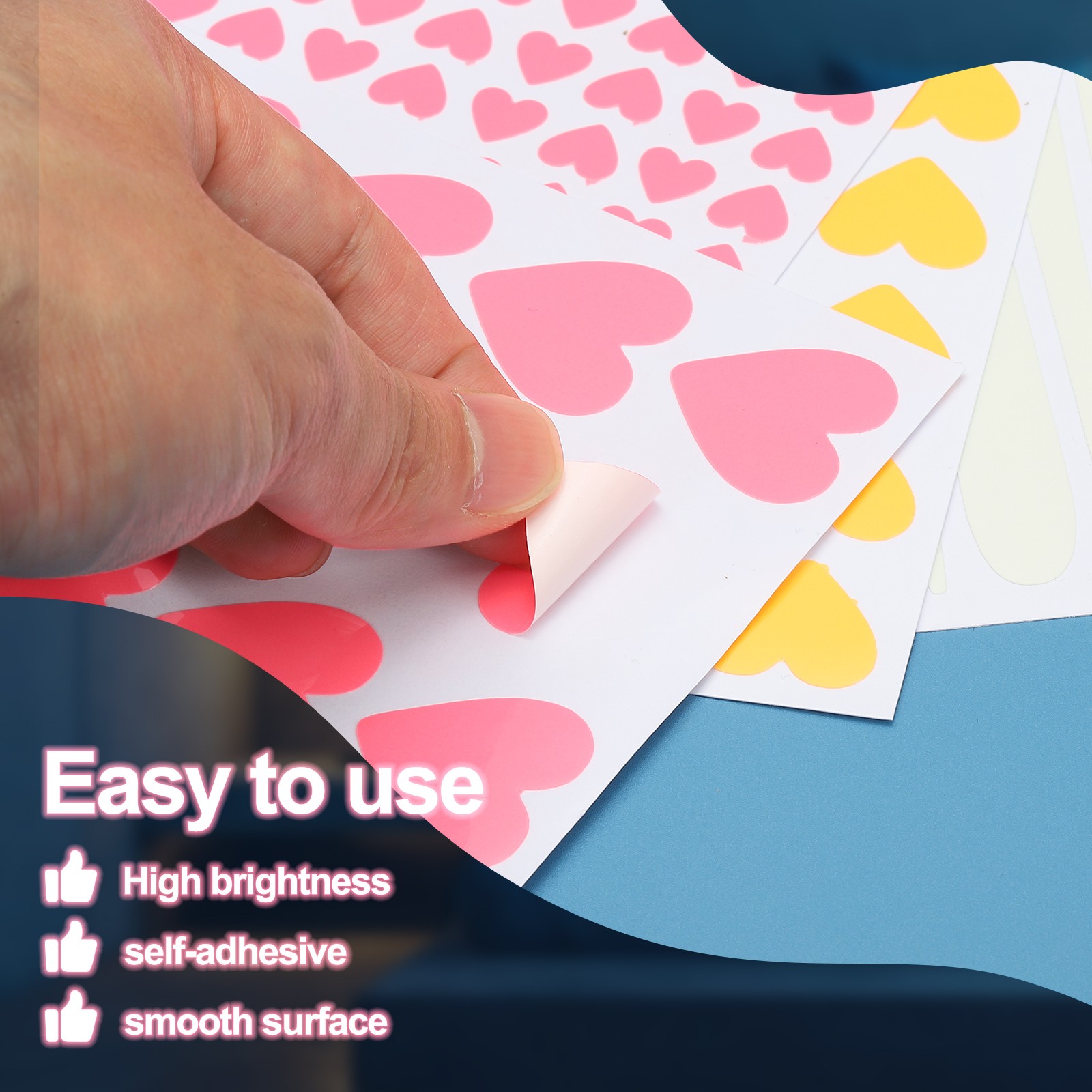 84 Pcs Glow in the Dark Heart Stickers, Heart Luminous Decor, Pink