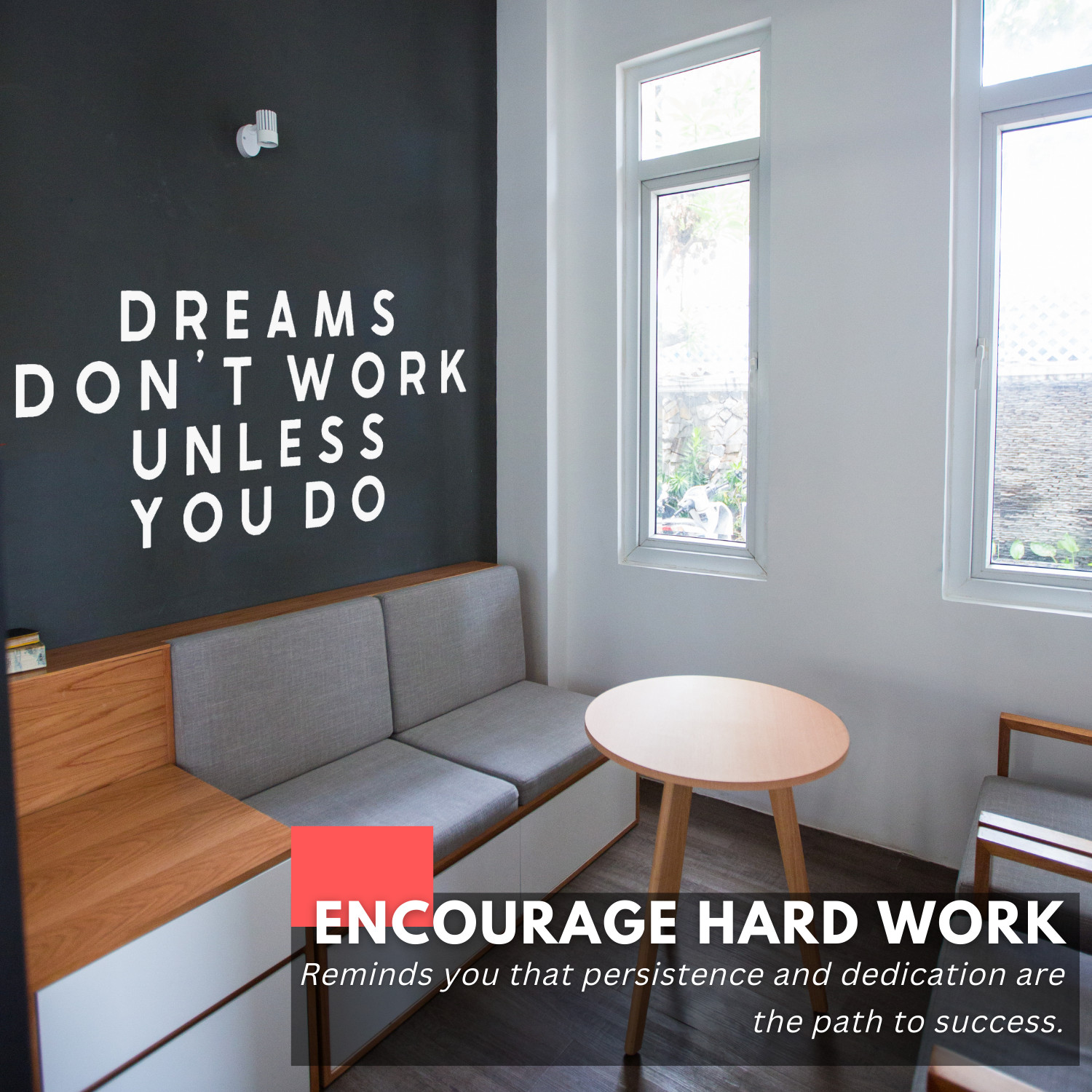 Motivational Wall Decal – Dreams Don't Work Unless You Do – Office & Gym Decor